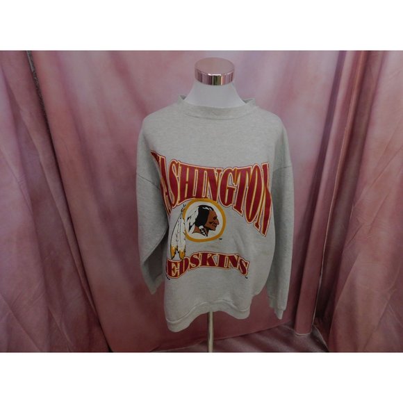 WASHINGTON REDSKINS FOOTBALL PULLOVER SWEATSHIRT MENS L GRAY